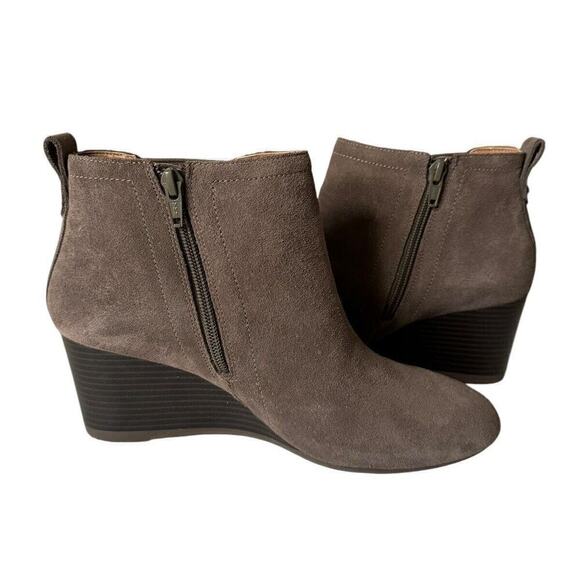 VIONIC Paloma Ankle Booties Wedge Heel Taupe Suede Leather Comfort Women's 8 - Picture 6 of 9